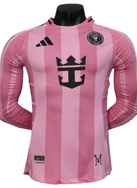Inter Miami CF Home Pink Soccer Jersey Player Version Shirt Long sleeve 2025-26